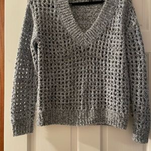 White House black market light blue open weave sweater with sequin accents. Xs